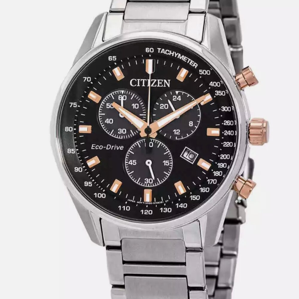 Eco Drive Men's Dial Citizen Rose Gold Accent Watch